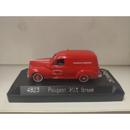 PEUGEOT 203 1954 FAMILIALE/BREAK FIRE/POMPIERS/BOMBEROS 1:43 SOLIDO 4823