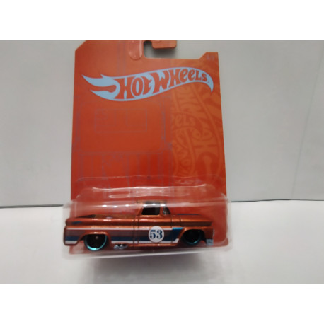 CHEVROLET PICKUP 1962 CUSTOM 53rd ANNIVERSARY 3/5 ORANGE & BLUE 1:64 HOT WHEELS