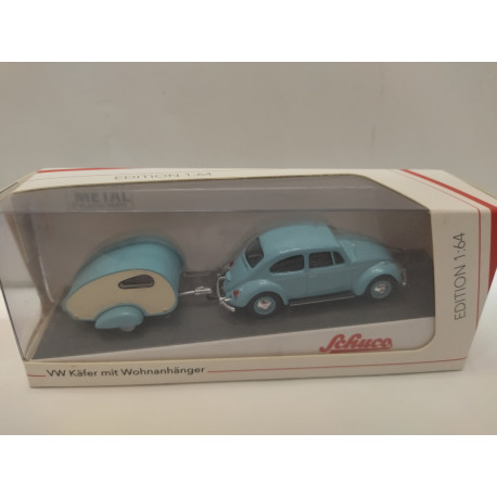 Schuco-452022500 Schuco VW Coccinelle avec reorque Caravane ES Piccolo