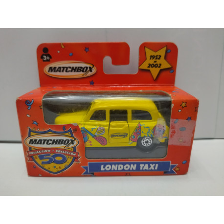 LONDON TAXI YELLOW 50th ANNIVERSARY 1952-2002 1:64 MATCHBOX BOX USADA/V FOTOS