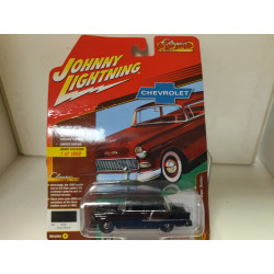 CHEVROLET 2-DOOR SEDAN 1955 BLACK CLASSIC GOLD 1:64 JOHNNY LIGHTNING