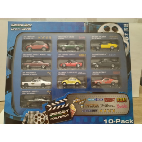 SET/PACK 10 CARS HOLLYWOOD 1:64 GREENLIGHT