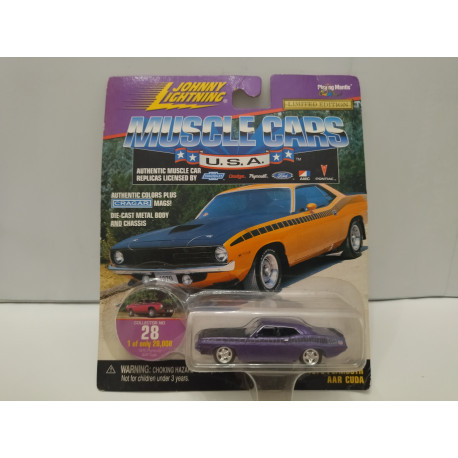 PLYMOUTH AAR CUDA 1970 PURPLE MUSCLE CARS USA VINTAGE 1:64 JOHNNY LIGHTNING