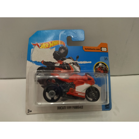 DUCATI 1199 PANIGALE 1:64 HOT WHEELS CARTON MAL ESTADO/CARD DAMAGED