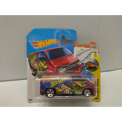 DODGE VAN 1977 CUSTOM ART CARS 1:64 HOT WHEELS CARTON MAL ESTADO/CARD DAMAGED