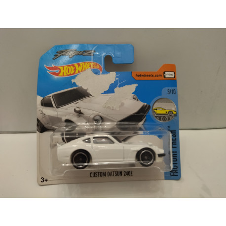 DATSUN 240Z CUSTOM WHITE 1:64 HOT WHEELS CARTON MAL ESTADO/CARD DAMAGED