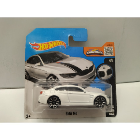 BMW M4 WHITE 1:64 HOT WHEELS CARTON MAL ESTADO/CARD DAMAGED