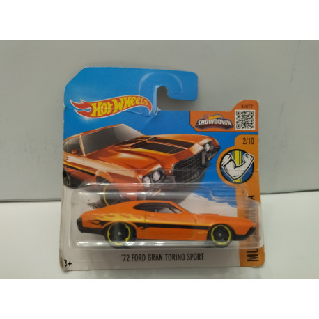 FORD GRAN TORINO 1972 SPORT 1:64 HOT WHEELS CARTON MAL ESTADO/CARD DAMAGED