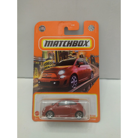 FIAT 500 2019 TURBO RED 1:64 MATCHBOX USA CARD