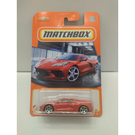 CORVETTE C8 2020 COUPE RED 1:64 MATCHBOX USA CARD