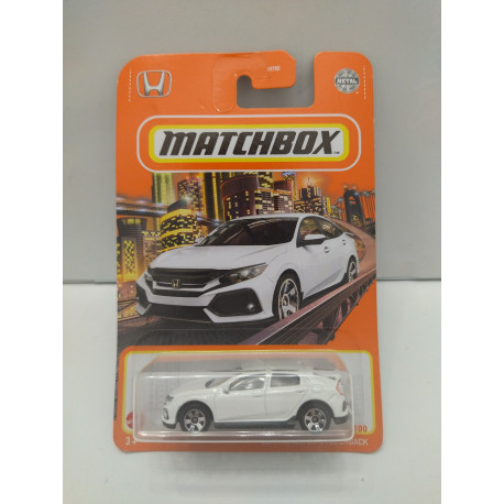 HONDA CIVIC 2017 HATCHBACK WHITE 1:64 MATCHBOX USA CARD