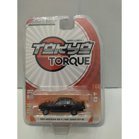 Miniature Nissan Skyline 2000 GT-R 1972 Argent/capuche Noire - Greenlight Tokyo Torque 1:64