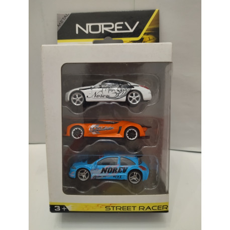 PACK STREET RACER 3 CARS MEGANE/350Z/PEUGEOT apx 1:64 NOREV 3 INCHES (7,5cm)