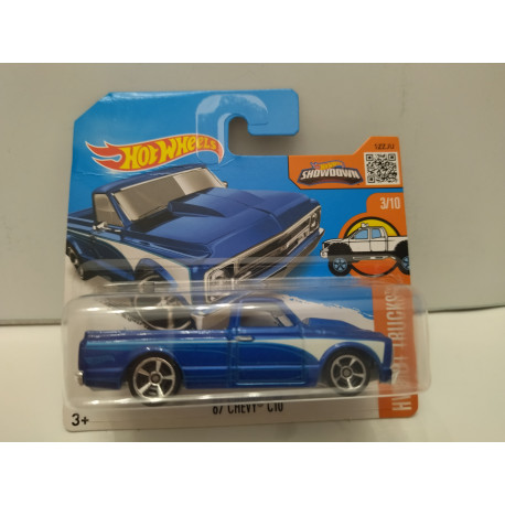CHEVROLET C-10 1967 TRUCK BLUE 3/10 HOT TRUCKS 1:64 HOT WHEELS