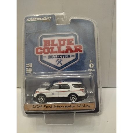 FORD INTERCEPTOR UTILITY 2014 POSTAL POLICE BLUE COLLAR 1:64 GREENLIGHT
