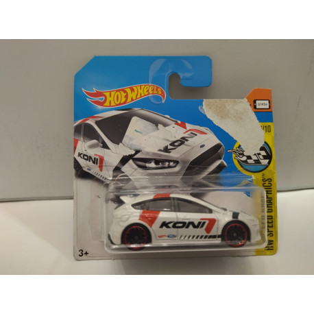 FORD FOCUS RS KONI 1:64 HOT WHEELS CARTON MAL ESTADO/CARD DAMAGED