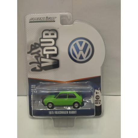 VOLKSWAGEN RABBIT (GOLF 1) 1975 LIGHT GREEN V-DUBS 1:64 GREENLIGHT ...