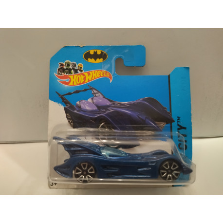 BATMAN BATMOBILE BLUE HW CITY 1:64 HOT WHEELS CARTON MAL ESTADO/CARD DAMAGED
