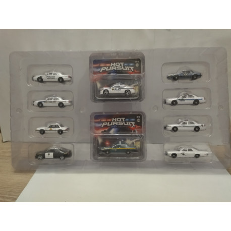PACK 10 CARS USA POLICE HOT PURSUIT 1:64 GREENLIGHT