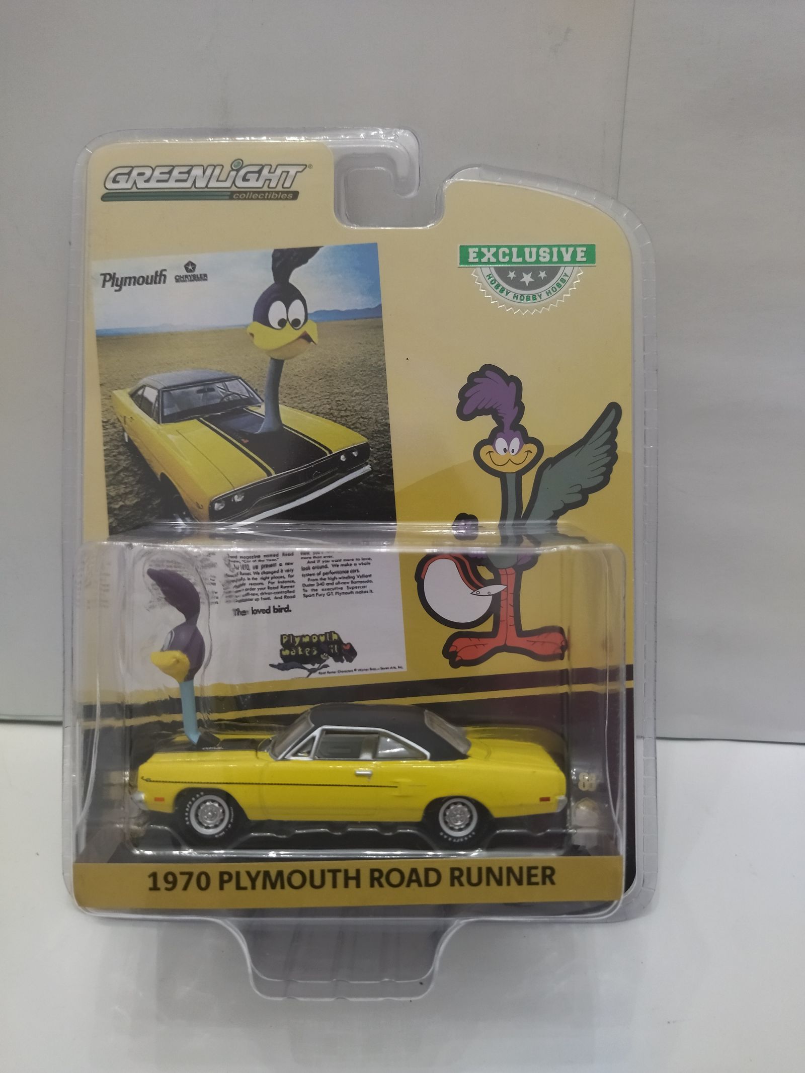 PLYMOUTH ROAD RUNNER 1970 YELLOW & BLACK LOVED BIRD 1:64
