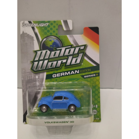 VOLKSWAGEN BEETLE 30 BLUE GERMAN EDITION MOTOR WORLD S6 1:64 GREENLIGHT