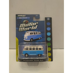 VOLKSWAGEN T1 SAMBA BUS BLUE & WHITE CLASSICS MOTOR WORLD 1:64 GREENLIGHT