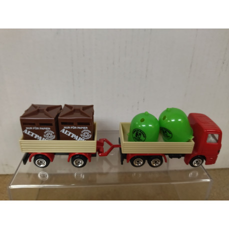 MERCEDES-BENZ TRUCK + TRAILER RECICLAJE/RECYCLING /apx 1:64 SIKU 819 NO BOX