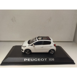 PEUGEOT 108 2014 CABRIOLET 5P BLANC AVEC TOILE RED PURPLE 1:43 NOREV DEALER