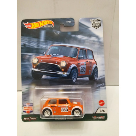 MORRIS MINI ORANGE 3/5 BRITISH POWER HORSE 1:64 HOT WHEELS PREMIUM