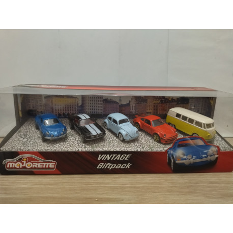 SET 5 CARS PORSCHE,VW,ALPINE,FORD GIFTPACK VINTAGE CARS apx 1:64 MAJORETTE