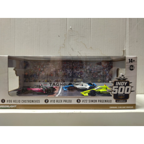 INDY 500 PODIUM 2021 PALOU/CASTRONEVES/PAGENAUD 1:64 GREENLIGHT