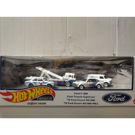 FORD RACE SET ESCORT TRANSIT C-800 1:64 HOT WHEELS PREMIUM