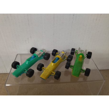 LOT X 3 CARS F1 FERRARI F1 & LOTUS F1  7cm Long PLASTIC TOYS MADE IN W.GERMANY