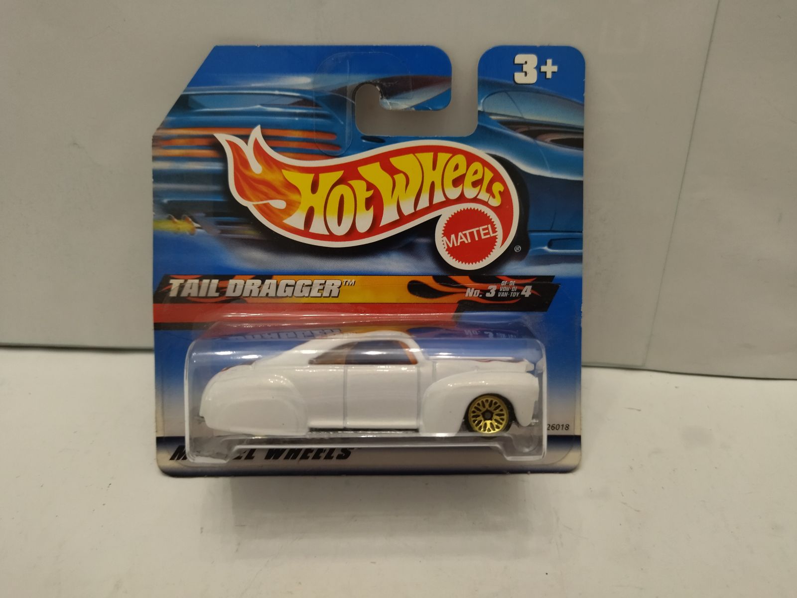 Hot Wheels Hot Rod Magazine Tail Dragger 1:64 Scale Diecast Car – White With Flame Graphics, Lace Wheels | 2000 Collector Series