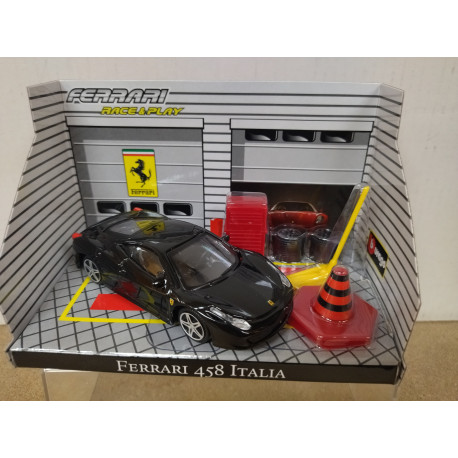 FERRARI 458 ITALIA BLACK GARAGE 1:43 BBURAGO RACE & PLAY