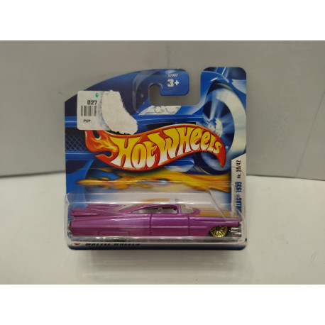 CADILLAC 1959 PURPLE 20/42 1:64 HOT WHEELS CARTON MAL/DAMAGED CARD