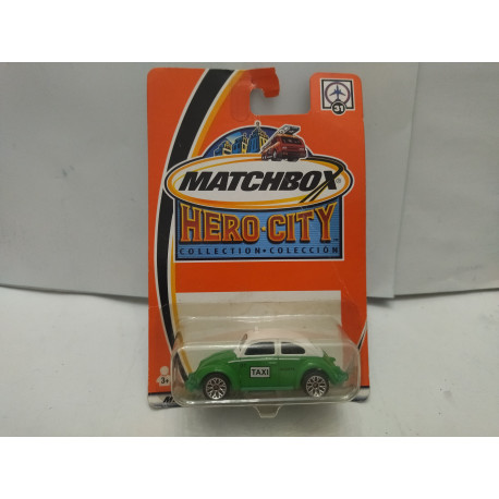 VOLKSWAGEN BEETLE TAXI GREEN & WHITE HERO-CITY 1:64 MATCHBOX