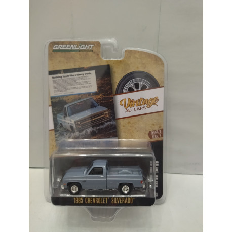 CHEVROLET SILVERADO 1985 GREY VINTAGE AD CARS 1:64 GREENLIGHT