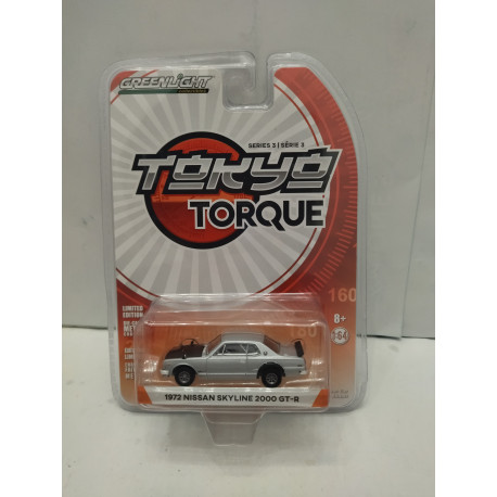 NISSAN SKYLINE 1972 2000 GT-R SILVER/BLACK TOKYO TORQUE S3 1:64 GREENLIGHT
