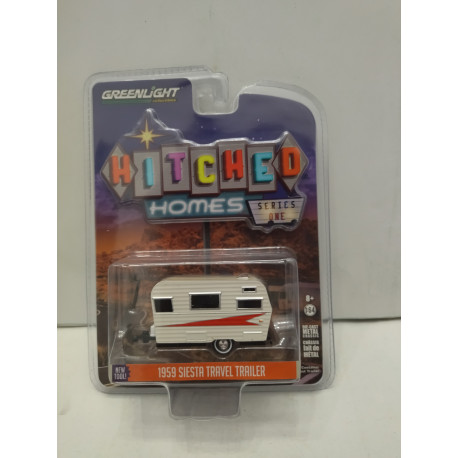 SIESTA TRAVEL 1959 CARAVANA/ROULOTTE HITCHED HOMES 1:64 GREENLIGHT