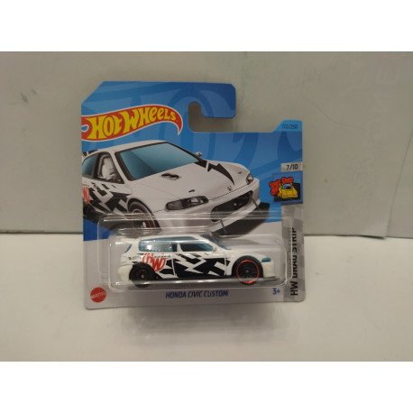 HONDA CIVIC CUSTOM WHITE/BLACK 7/10 DRAG STRIP 1:64 HOT WHEELS
