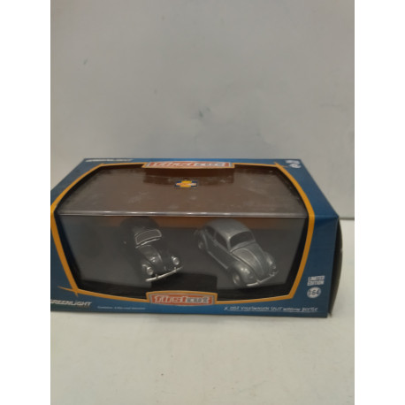 2 X VOLKSWAGEN BEETLE 1938 SPLIT WINDOW FIRSTCUT 1:64 GREENLIGHT