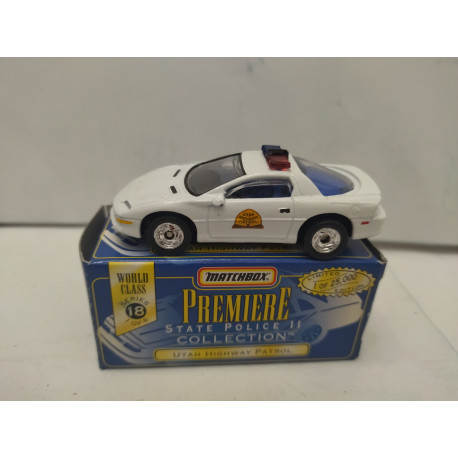 CHEVROLET CAMARO UTAH HIGHWAY PATROL 1:64 MATCHBOX PREMIERE BOX DAMAGED/ROTA