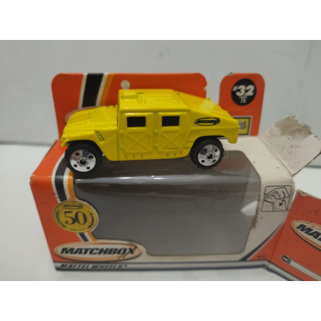 HUMMER HUMVEE YELLOW 50 YEARS 32/75 1:60/apx 1:64 MATCHBOX OPEN BOX