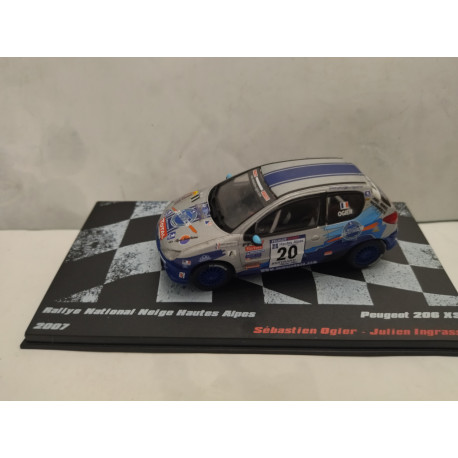 PEUGEOT 206 XS 2007 RALLY NATIONAL NEIGE HAUTES ALPES S.OGIER 1:43 ALTAYA IXO