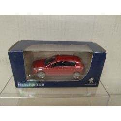 PEUGEOT 308 NOUVELLE ROUGE RUBIS 1:64 apx NOREV 3 INCHES (7,5cm)