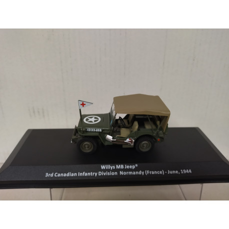 JEEP WILLYS MB 1944 CANADA 3rd INF DIV NORMANDIE WW 2 1:43 ALTAYA IXO