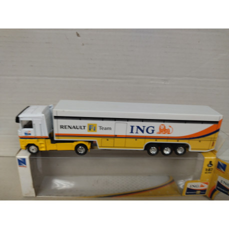 RENAULT TRUCK/TRAILER TEAM FORMULA F1 ING 1:87 H0 NEW RAY RENAULT TOYS