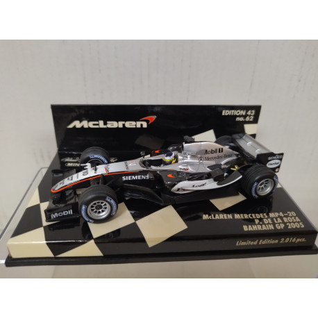 MCLAREN MERCEDES MP4-20 2005 FORMULA F1 GP BAHRAIN P.DE LA ROSA 1:43 MINICHAMPS
