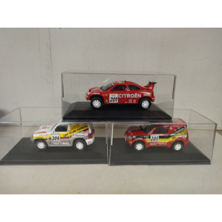 LOTE X 3 MODELCARS RALLY DAKAR DEFECTUOSOS/BROKEN 1:43 ALTAYA IXO